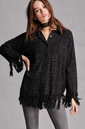Forever 21 Frayed Plaid Flannel Shirt