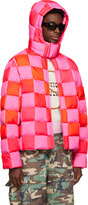 Thumbnail for your product : ERL Pink & Red Gradient Checker Hooded Puffer Coat