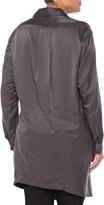 Thumbnail for your product : Donna Karan Long-Sleeve Draped Cowl-Neck Tunic, Steel