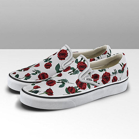 Vans Red Roses Classic Slip-On - ShopStyle