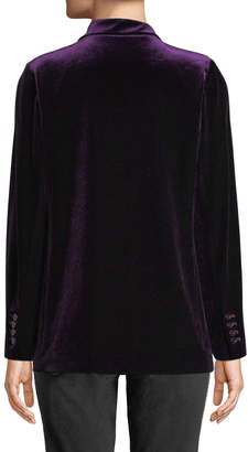 Joan Vass Plus Size One-Button Velvet Jacket