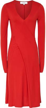 Reiss Carini - Seam Detail Wrap Dress in Red