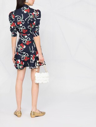 Alessandra Rich Floral-Print Mini Silk Dress