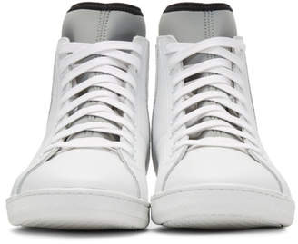 Diesel Black Gold White Leather and Neoprene High-Top Sneakers