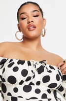 Thumbnail for your product : ASOS DESIGN Curve Polka Dot Ruched Off the Shoulder Dress