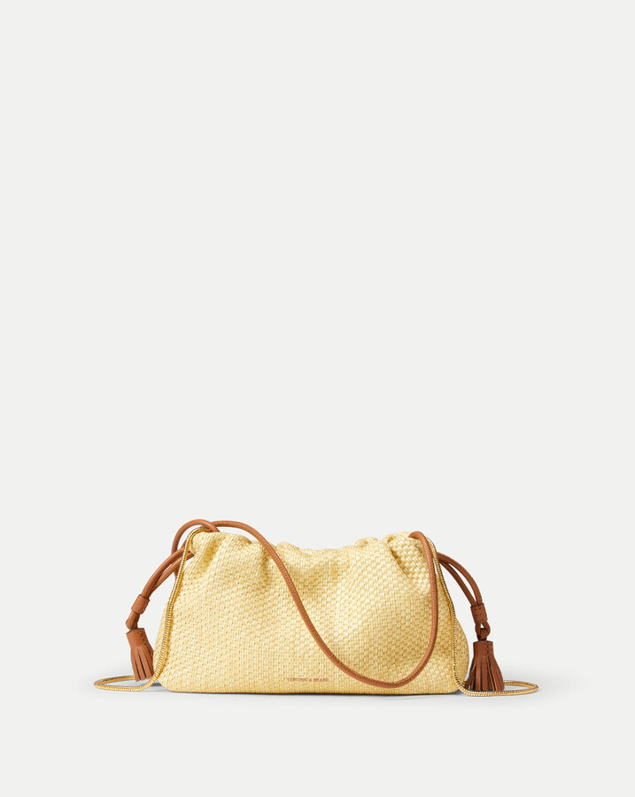 Small Veronica Beard Raffia Stash Bag Beige Hazelwood