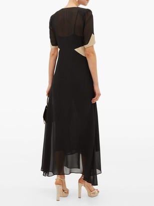Loretta Caponi Loretta Caponi - Lili Satin-trimmed Silk-georgette Dress - Black