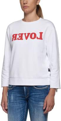 Replay Printed sweatshirt with fringed back