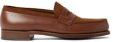 Thumbnail for your product : J.M. Weston - 180 The Moccasin Full-grain Leather And Suede Penny Loafers - Brown