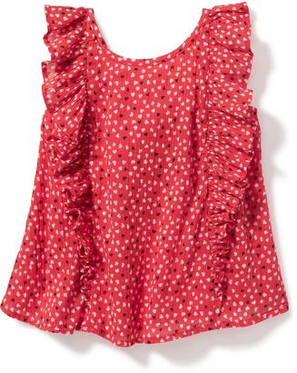 Old Navy Ruffle-Trim Heart-Patterned Swing Top for Toddler