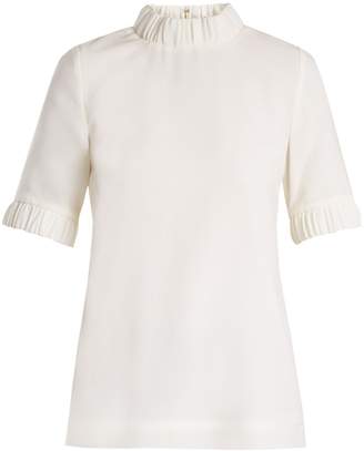 Goat Flint ruched-collar wool-crepe top