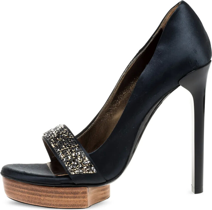 LANVIN Pre-Owned 125mm Crystal-Embellishment Heeled Pumps