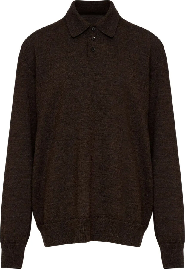 Maison Margiela Elbow-Patch Wool Polo Shirt