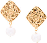 Chanel Vintage cutout square plate earrings