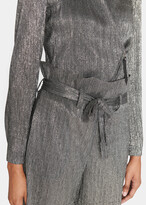 Thumbnail for your product : Giorgio Armani Metallic Belted Paperbag-Waist Tapered-Leg Pants