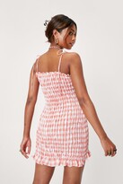 Thumbnail for your product : Nasty Gal Womens Check Print Shirred Tie Sleeve Mini Dress