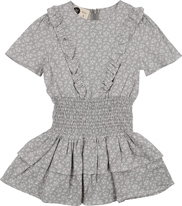 Manière Girls' Textured Floral Short Sleeve Dress - Little Kid, Big Kid