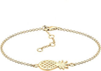 Elli Women's 925 Gold Plated Xilion Cut Pineapple Bracelet Length of 17 cm