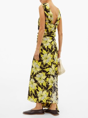 colville One-shoulder Floral-print Crepe Maxi Dress - Yellow Print