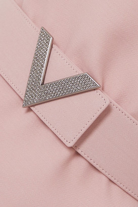 Valentino Crystal-embellished Belted Wool And Silk-blend Crepe Mini Dress - Pink