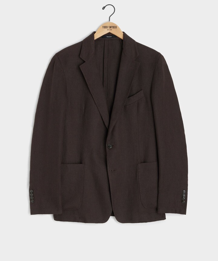 Todd Snyder Italian Linen Basketweave Sport Coat in Dark Brown