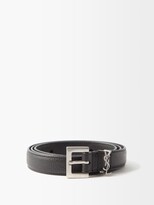 Thumbnail for your product : Saint Laurent loop Grained-leather Belt - Black