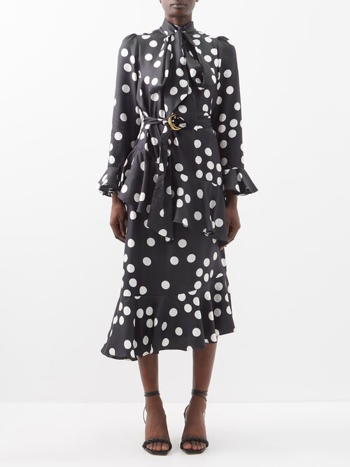Zimmermann Confetti Pussybow Silk Midi Dress ShopStyle