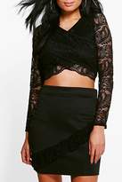Thumbnail for your product : boohoo Darcy Lace Ruffle Front Mini Skirt