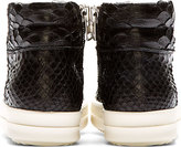 Thumbnail for your product : Rick Owens Black Python Leather Island Dunk Sneakers