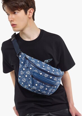 MCM Fursten Belt Bag in Vintage Denim Jacquard - ShopStyle