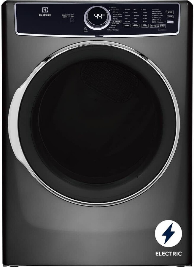 8 cu. ft. vented Front Load Stackable Electric Dryer in Titanium with LuxCare Dry and Perfect Steam