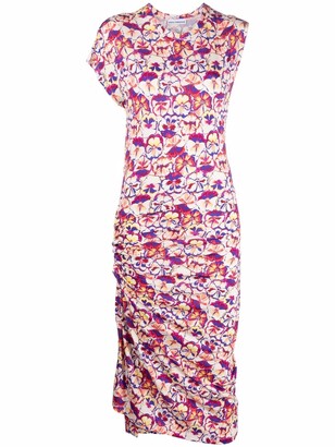 Paco Rabanne Floral-Print Ruched Dress