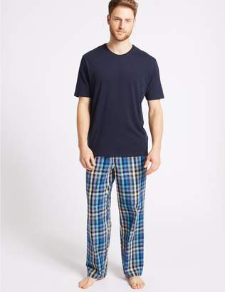 Marks and Spencer Pure Cotton Checked Pyjama Set