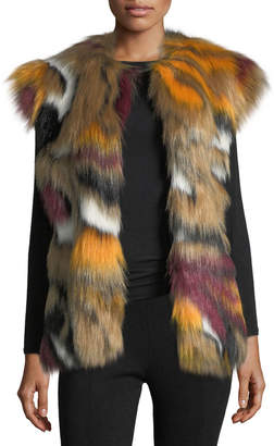 Fabulous Furs Cap-Sleeve Faux-Fur Vest, Multi