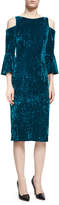 Thumbnail for your product : Jovani Velvet Cold-Shoulder Sheath Dress, Peacock