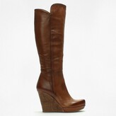 Thumbnail for your product : Daniel Wisdom Tan Leather Knee High Wedge Boot