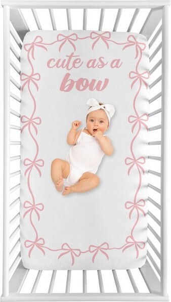 Sweet Jojo Designs SweetJojoDesignsBabyGirlPhotoOpFittedCribSheetBallerinaandBalletBowsPinkandWhite
