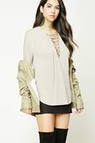 Thumbnail for your product : Forever 21 Lace-Up Dolphin Hem Top