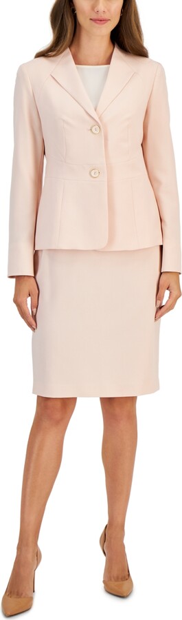 Le Suit Petite Two-Button Jacket & Pencil Skirt Suit Set