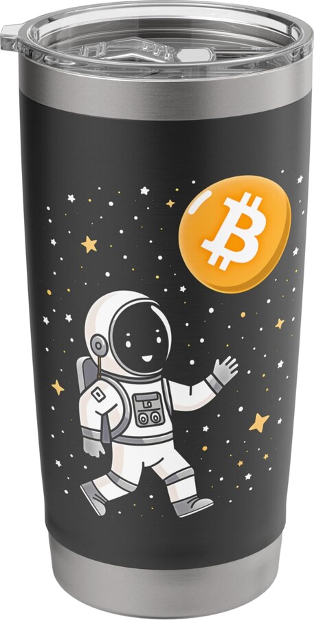 Crypto To the Moon Lover & Bullrun Shop Bitcoin Crypto Cryptonaut to the Moon Astronaut BTC Flag Stainless Steel Insulated Tumbler
