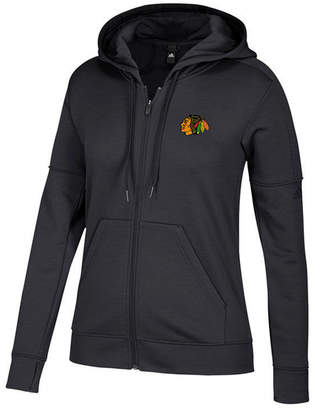 adidas Women Chicago Blackhawks Logo Stitched Full-Zip Hooded Sweatshirt
