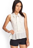 Thumbnail for your product : Forever 21 Embroidered Self-Tie Blouse