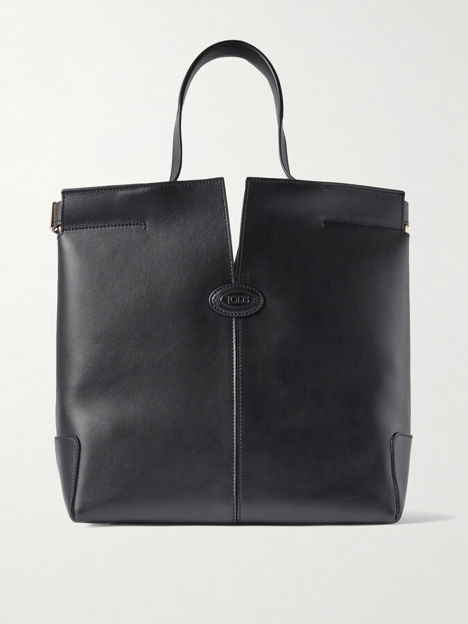Tod's Di Bag Folio Small Embossed Leather Tote - Black