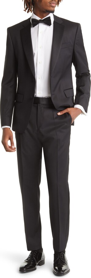 HUGO BOSS Huge Slim Fit Black Wool Tuxedo