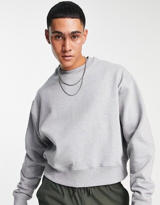 ASOS DESIGN heavyweight oversized cropped sweatshirt in gray heather -  ShopStyle