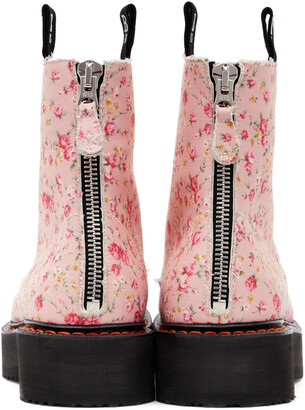 R 13 Pink Floral Stacked Platform Boots
