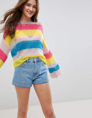 ASOS DESIGN stripe sweater in open knit