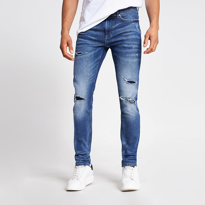 dark blue skinny ripped jeans
