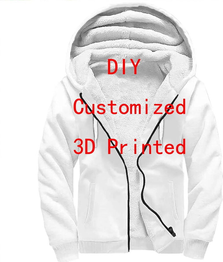 Plstar Cosmos Drop Shipping VIP Link Tops DIY 3D Printed Sherpa Fleece Winter Unisex Winter Warm Double Plus velvet Zip Hoodies