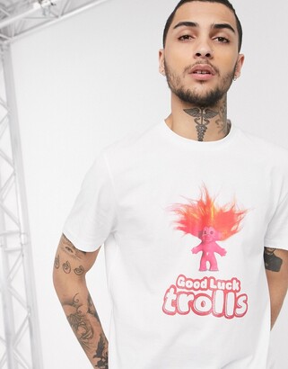 ASOS DESIGN Good Luck Trolls t-shirt with front glitter print